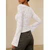 image:imageANRABESS Womens Bell Long Sleeve Crop Tops Floral Mesh Blouse  Boat Neck Slim Fit Shirts Bodycon Outfit Soft Polyester Fabric Going Out Work Trendy Elegant Fall Spring ClothesWhite
