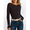 image:imageANRABESS Womens Boat Neck Long Sleeve Thermal Shirts  Comfy Soft Warm Fleece Tops Slim Fit Basic TShirt Going Out Work AllDay Wear Fall Fashion Winter Casual Layering OutfitsChocolate Brown