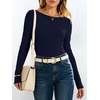 image:imageANRABESS Womens Boat Neck Long Sleeve Thermal Shirts  Comfy Soft Warm Fleece Tops Slim Fit Basic TShirt Going Out Work AllDay Wear Fall Fashion Winter Casual Layering OutfitsNavy Blue