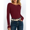 image:imageANRABESS Womens Boat Neck Long Sleeve Thermal Shirts  Comfy Soft Warm Fleece Tops Slim Fit Basic TShirt Going Out Work AllDay Wear Fall Fashion Winter Casual Layering OutfitsDeep Red