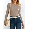 image:imageANRABESS Womens Boat Neck Long Sleeve Thermal Shirts  Comfy Soft Warm Fleece Tops Slim Fit Basic TShirt Going Out Work AllDay Wear Fall Fashion Winter Casual Layering OutfitsKhaki