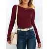 image:imageANRABESS Womens Boat Neck Long Sleeve Thermal Shirts  Comfy Soft Warm Fleece Tops Slim Fit Basic TShirt Going Out Work AllDay Wear Fall Fashion Winter Casual Layering OutfitsDeep Red