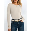 image:imageANRABESS Womens Boat Neck Long Sleeve Thermal Shirts  Comfy Soft Warm Fleece Tops Slim Fit Basic TShirt Going Out Work AllDay Wear Fall Fashion Winter Casual Layering OutfitsBeige