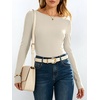 image:imageANRABESS Womens Boat Neck Long Sleeve Thermal Shirts  Comfy Soft Warm Fleece Tops Slim Fit Basic TShirt Going Out Work AllDay Wear Fall Fashion Winter Casual Layering OutfitsBeige