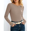 image:imageANRABESS Womens Boat Neck Long Sleeve Thermal Shirts  Comfy Soft Warm Fleece Tops Slim Fit Basic TShirt Going Out Work AllDay Wear Fall Fashion Winter Casual Layering OutfitsKhaki
