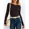 image:imageANRABESS Womens Boat Neck Long Sleeve Thermal Shirts  Comfy Soft Warm Fleece Tops Slim Fit Basic TShirt Going Out Work AllDay Wear Fall Fashion Winter Casual Layering OutfitsChocolate Brown