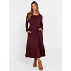 image:imageANRABESS Womens Fall Long Sleeve Midi Dress  Crewneck Swing Flowy A Line Dresses Soft Comfy Rib Knit Casual Everyday Date Nights Wear Minimal Elegant Winter LayeringBurgundy