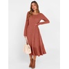 image:imageANRABESS Womens Fall Long Sleeve Midi Dress  Crewneck Swing Flowy A Line Dresses Soft Comfy Rib Knit Casual Everyday Date Nights Wear Minimal Elegant Winter LayeringBurnt Orange