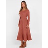 image:imageANRABESS Womens Fall Long Sleeve Midi Dress  Crewneck Swing Flowy A Line Dresses Soft Comfy Rib Knit Casual Everyday Date Nights Wear Minimal Elegant Winter LayeringBurnt Orange
