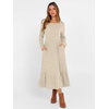 image:imageANRABESS Womens Fall Long Sleeve Midi Dress  Crewneck Swing Flowy A Line Dresses Soft Comfy Rib Knit Casual Everyday Date Nights Wear Minimal Elegant Winter LayeringLight Khaki
