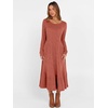 image:imageANRABESS Womens Fall Long Sleeve Midi Dress  Crewneck Swing Flowy A Line Dresses Soft Comfy Rib Knit Casual Everyday Date Nights Wear Minimal Elegant Winter LayeringBurnt Orange