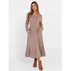 image:imageANRABESS Womens Fall Long Sleeve Midi Dress  Crewneck Swing Flowy A Line Dresses Soft Comfy Rib Knit Casual Everyday Date Nights Wear Minimal Elegant Winter LayeringTan