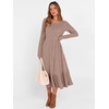 image:imageANRABESS Womens Fall Long Sleeve Midi Dress  Crewneck Swing Flowy A Line Dresses Soft Comfy Rib Knit Casual Everyday Date Nights Wear Minimal Elegant Winter LayeringTan