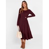 image:imageANRABESS Womens Fall Long Sleeve Midi Dress  Crewneck Swing Flowy A Line Dresses Soft Comfy Rib Knit Casual Everyday Date Nights Wear Minimal Elegant Winter LayeringBurgundy