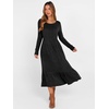image:imageANRABESS Womens Fall Long Sleeve Midi Dress  Crewneck Swing Flowy A Line Dresses Soft Comfy Rib Knit Casual Everyday Date Nights Wear Minimal Elegant Winter LayeringBlack