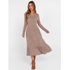 image:imageANRABESS Womens Fall Long Sleeve Midi Dress  Crewneck Swing Flowy A Line Dresses Soft Comfy Rib Knit Casual Everyday Date Nights Wear Minimal Elegant Winter LayeringTan