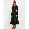 image:imageANRABESS Womens Fall Long Sleeve Midi Dress  Crewneck Swing Flowy A Line Dresses Soft Comfy Rib Knit Casual Everyday Date Nights Wear Minimal Elegant Winter LayeringBlack