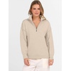 image:imageANRABESS Womens Fall Quarter Zip Collared Pullover Sweaters  Soft Long Sleeve V Neck Shirts Business Casual Loose Fit Knit Tops Winter Warm OutfitsAlmond Solid Color