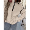 image:imageANRABESS Womens Fall Quarter Zip Collared Pullover Sweaters  Soft Long Sleeve V Neck Shirts Business Casual Loose Fit Knit Tops Winter Warm OutfitsAlmond