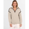 image:imageANRABESS Womens Fall Quarter Zip Collared Pullover Sweaters  Soft Long Sleeve V Neck Shirts Business Casual Loose Fit Knit Tops Winter Warm OutfitsAlmond