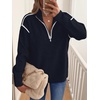 image:imageANRABESS Womens Fall Quarter Zip Collared Pullover Sweaters  Soft Long Sleeve V Neck Shirts Business Casual Loose Fit Knit Tops Winter Warm OutfitsBlue