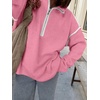 image:imageANRABESS Womens Fall Quarter Zip Collared Pullover Sweaters  Soft Long Sleeve V Neck Shirts Business Casual Loose Fit Knit Tops Winter Warm OutfitsCoral Pink