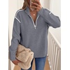 image:imageANRABESS Womens Fall Quarter Zip Collared Pullover Sweaters  Soft Long Sleeve V Neck Shirts Business Casual Loose Fit Knit Tops Winter Warm OutfitsDark Grey