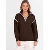 image:imageANRABESS Womens Fall Quarter Zip Collared Pullover Sweaters  Soft Long Sleeve V Neck Shirts Business Casual Loose Fit Knit Tops Winter Warm OutfitsDeep Coffee