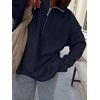 image:imageANRABESS Womens Fall Quarter Zip Collared Pullover Sweaters  Soft Long Sleeve V Neck Shirts Business Casual Loose Fit Knit Tops Winter Warm OutfitsNavy Blue Solid Color