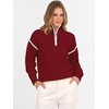 image:imageANRABESS Womens Fall Quarter Zip Collared Pullover Sweaters  Soft Long Sleeve V Neck Shirts Business Casual Loose Fit Knit Tops Winter Warm OutfitsRed