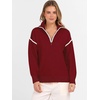 image:imageANRABESS Womens Fall Quarter Zip Collared Pullover Sweaters  Soft Long Sleeve V Neck Shirts Business Casual Loose Fit Knit Tops Winter Warm OutfitsRed