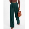image:imageANRABESS Womens High Waisted Wide Leg Dress Work Pants  Business Casual Office Trousers Elastic Waist Pleated Dressy Flowy Palazzo Slacks Fall Summer Teacher Interview OutfitsDark Green
