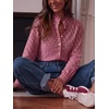 image:imageANRABESS Womens Long Sleeve Button Down Shirts Gingham Blouse  Plaid amp Striped Ruffle Collar CuffsLightweight Soft Business Casual Outfits Work Office Tops 2026 Fall Spring LayeringRed White Plaid