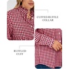 image:imageANRABESS Womens Long Sleeve Button Down Shirts Gingham Blouse  Plaid amp Striped Ruffle Collar CuffsLightweight Soft Business Casual Outfits Work Office Tops 2026 Fall Spring LayeringRed White Plaid