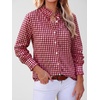image:imageANRABESS Womens Long Sleeve Button Down Shirts Gingham Blouse  Plaid amp Striped Ruffle Collar CuffsLightweight Soft Business Casual Outfits Work Office Tops 2026 Fall Spring LayeringRed White Plaid