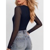 image:imageANRABESS Womens Long Sleeve Shirts Crew Neck Mesh Top  Soft Ribbed Knit T Shirts Slim Fit Sheer Sleeve Date Night Look Sexy Going Out ClothesFall Spring Basic LayeringNavy Blue