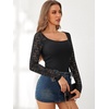 image:imageANRABESS Womens Long Sleeve Shirts Lace Scoop Neck Tops  Ribbed Knit Soft Stretchy Fabric Slim Fitted Going Out Layering Tshirts Casual Basic Fall Winter Fashion OutfitsBlack