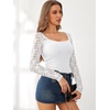 image:imageANRABESS Womens Long Sleeve Shirts Lace Scoop Neck Tops  Ribbed Knit Soft Stretchy Fabric Slim Fitted Going Out Layering Tshirts Casual Basic Fall Winter Fashion OutfitsWhite