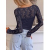 image:imageANRABESS Womens Long Sleeve Shirts Lace Scoop Neck Tops  Ribbed Knit Soft Stretchy Fabric Slim Fitted Going Out Layering Tshirts Casual Basic Fall Winter Fashion OutfitsNavy Blue
