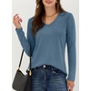 image:imageANRABESS Womens Long Sleeve Shirts V Neck Fall Tops  Soft Comfort Wrinkle Free Tshirts Basic Tee Winter Layer Clothing Business Casual Work Fall Outfits Travel Daily WearGrey Blue