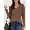 image:imageANRABESS Womens Long Sleeve Shirts V Neck Fall Tops  Soft Comfort Wrinkle Free Tshirts Basic Tee Winter Layer Clothing Business Casual Work Fall Outfits Travel Daily WearBrown