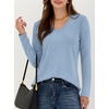 image:imageANRABESS Womens Long Sleeve Shirts V Neck Fall Tops  Soft Comfort Wrinkle Free Tshirts Basic Tee Winter Layer Clothing Business Casual Work Fall Outfits Travel Daily WearLight Blue