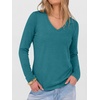 image:imageANRABESS Womens Long Sleeve Shirts V Neck Fall Tops  Soft Comfort Wrinkle Free Tshirts Basic Tee Winter Layer Clothing Business Casual Work Fall Outfits Travel Daily WearTeal Blue