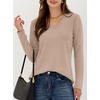 image:imageANRABESS Womens Long Sleeve Shirts V Neck Fall Tops  Soft Comfort Wrinkle Free Tshirts Basic Tee Winter Layer Clothing Business Casual Work Fall Outfits Travel Daily WearAlmond