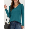 image:imageANRABESS Womens Long Sleeve Shirts V Neck Fall Tops  Soft Comfort Wrinkle Free Tshirts Basic Tee Winter Layer Clothing Business Casual Work Fall Outfits Travel Daily WearTeal Blue