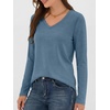image:imageANRABESS Womens Long Sleeve Shirts V Neck Fall Tops  Soft Comfort Wrinkle Free Tshirts Basic Tee Winter Layer Clothing Business Casual Work Fall Outfits Travel Daily WearGrey Blue