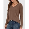 image:imageANRABESS Womens Long Sleeve Shirts V Neck Fall Tops  Soft Comfort Wrinkle Free Tshirts Basic Tee Winter Layer Clothing Business Casual Work Fall Outfits Travel Daily WearBrown