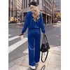 image:imageANRABESS Womens Lounge Sets 2 Piece Velour Sweatsuit Tracksuit  Matching Travel Outfits for Women Velvet Crewneck Pullover Top and Wide Leg Pants Cozy Fall Winter Loungewear SweatSuitsNavy Blue