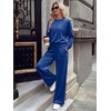 image:imageANRABESS Womens Lounge Sets 2 Piece Velour Sweatsuit Tracksuit  Matching Travel Outfits for Women Velvet Crewneck Pullover Top and Wide Leg Pants Cozy Fall Winter Loungewear SweatSuitsNavy Blue