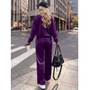 image:imageANRABESS Womens Lounge Sets 2 Piece Velour Sweatsuit Tracksuit  Matching Travel Outfits for Women Velvet Crewneck Pullover Top and Wide Leg Pants Cozy Fall Winter Loungewear SweatSuitsPurple